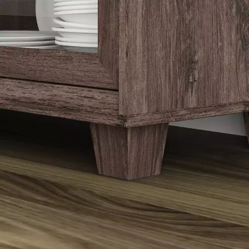 Buffet en bois avec portes vitrées et tiroirs - Meuble de rangement multi-pièces pour salle à manger/salon