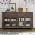 Famapy Wood - Grain Buffet Sideboard with Glass Doors & Drawers - Multi - Room Storage for Dining/Living Spaces Storage Cabinet