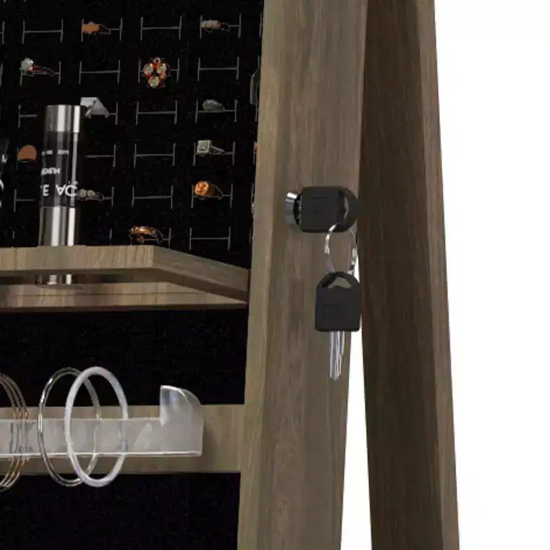 Meuble à bijoux pivotant à 360° avec miroir pleine longueur, miroir de sol rotatif, armoire organisatrice autoportante pleine longueur