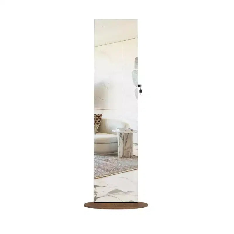 Meuble à bijoux pivotant à 360° avec miroir pleine longueur, miroir de sol rotatif, armoire organisatrice autoportante pleine longueur