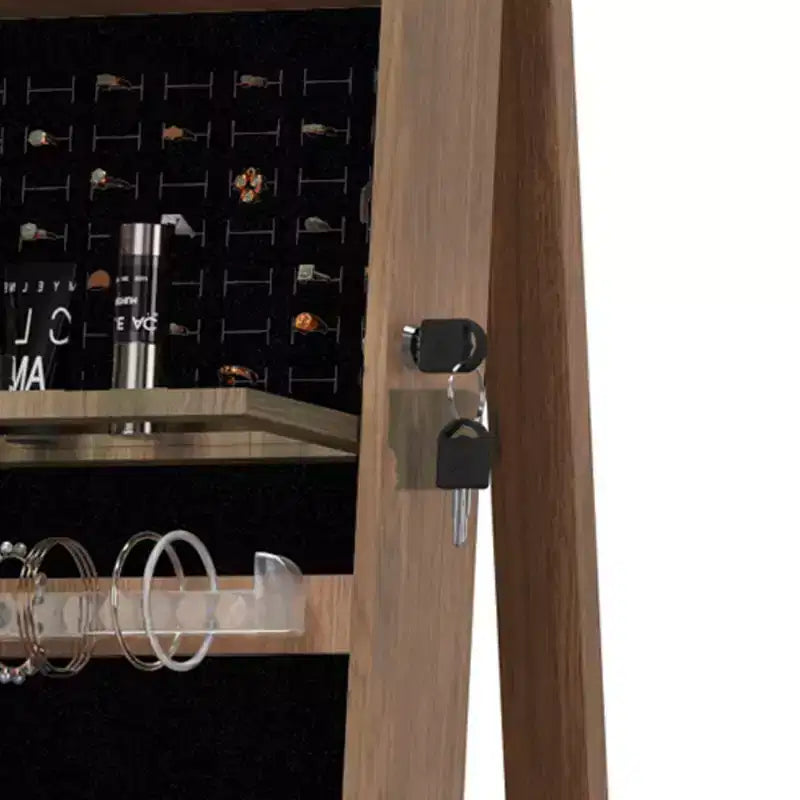 Meuble à bijoux pivotant à 360° avec miroir pleine longueur, miroir de sol rotatif, armoire organisatrice autoportante pleine longueur