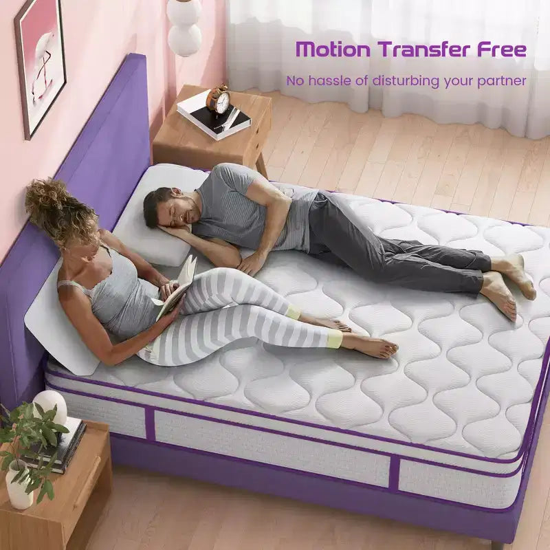 Matelas hybride à ressorts et mousse à mémoire de forme 8 euros - Compatible avec les lits plateformes, sommiers tapissiers ou à lattes