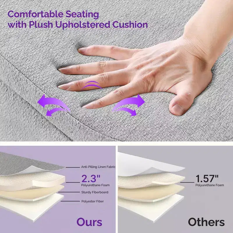 Banc ottoman de rangement multifonctionnel de 43,5 pouces avec couvercle rabattable et coussin rembourré