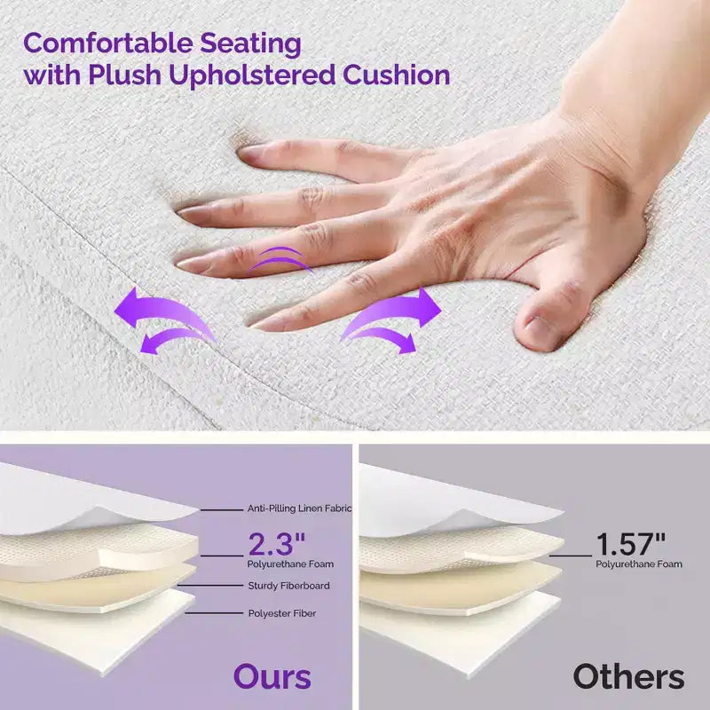 Banc ottoman de rangement multifonctionnel de 43,5 pouces avec couvercle rabattable et coussin rembourré