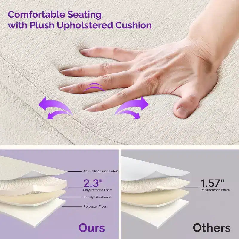 Banc ottoman de rangement multifonctionnel de 43,5 pouces avec couvercle rabattable et coussin rembourré