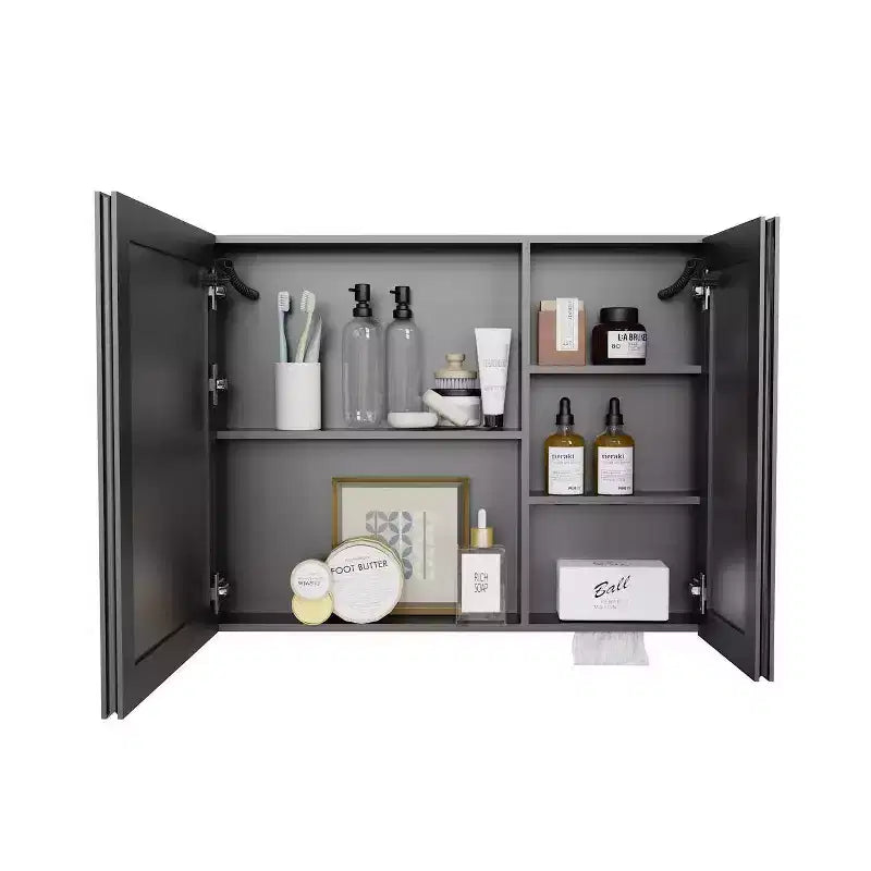 Armoire de toilette en aluminium de 81 cm (32 po) de largeur x 61 cm (24 po) de hauteur avec miroir et lumière, anti-buée, facile à installer