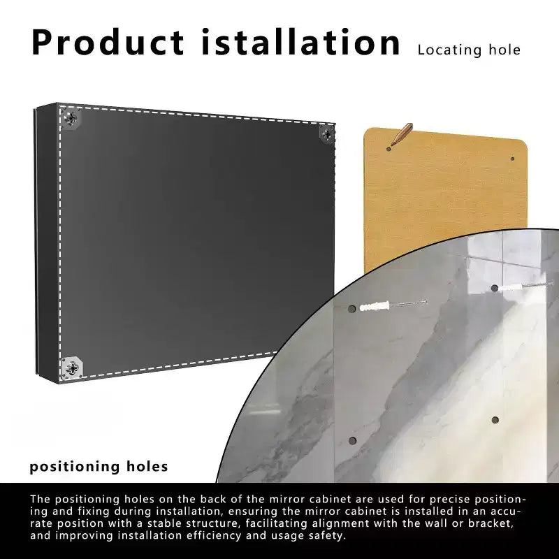 Armoire de toilette en aluminium de 81 cm (32 po) de largeur x 61 cm (24 po) de hauteur avec miroir et lumière, anti-buée, facile à installer