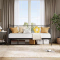 Daybed without Trundle, Twin Size with Heart-Shaped Headboard, Sturdy Metal Sofa Bed for Living/Bedroom/Guest Room, Easy Assembly, Black