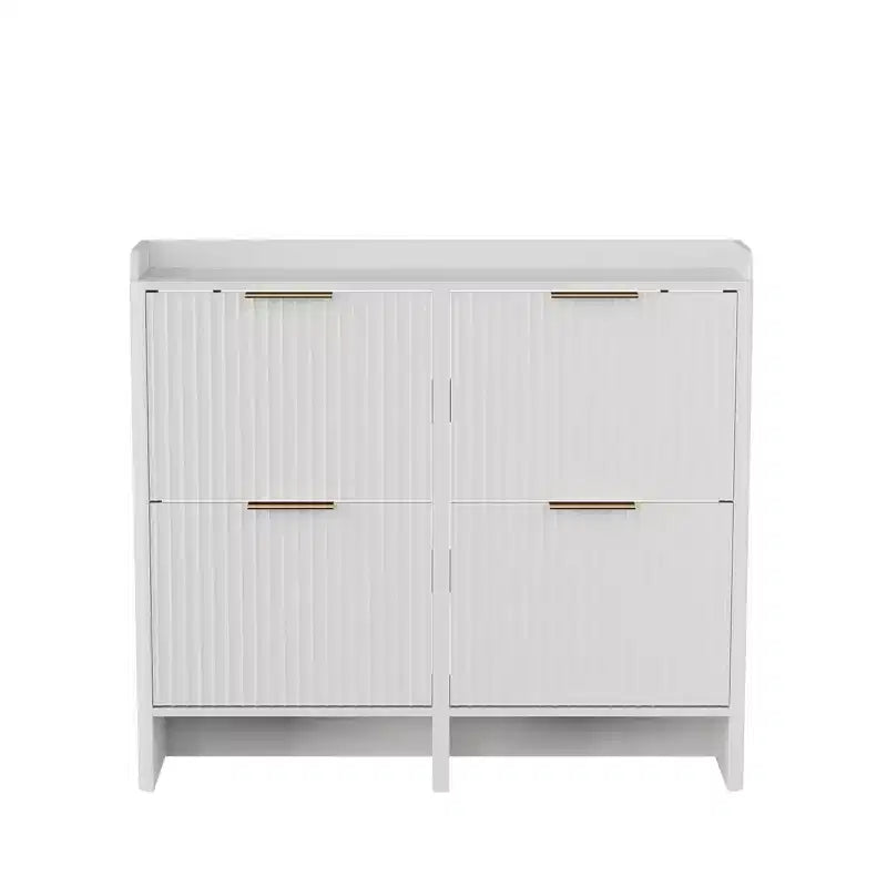 Meuble à chaussures de 109 cm de style persienne avec 4 portes abattantes et déflecteur de plateau de table