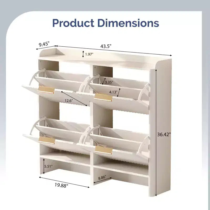 Meuble à chaussures de 109 cm de style persienne avec 4 portes abattantes et déflecteur de plateau de table