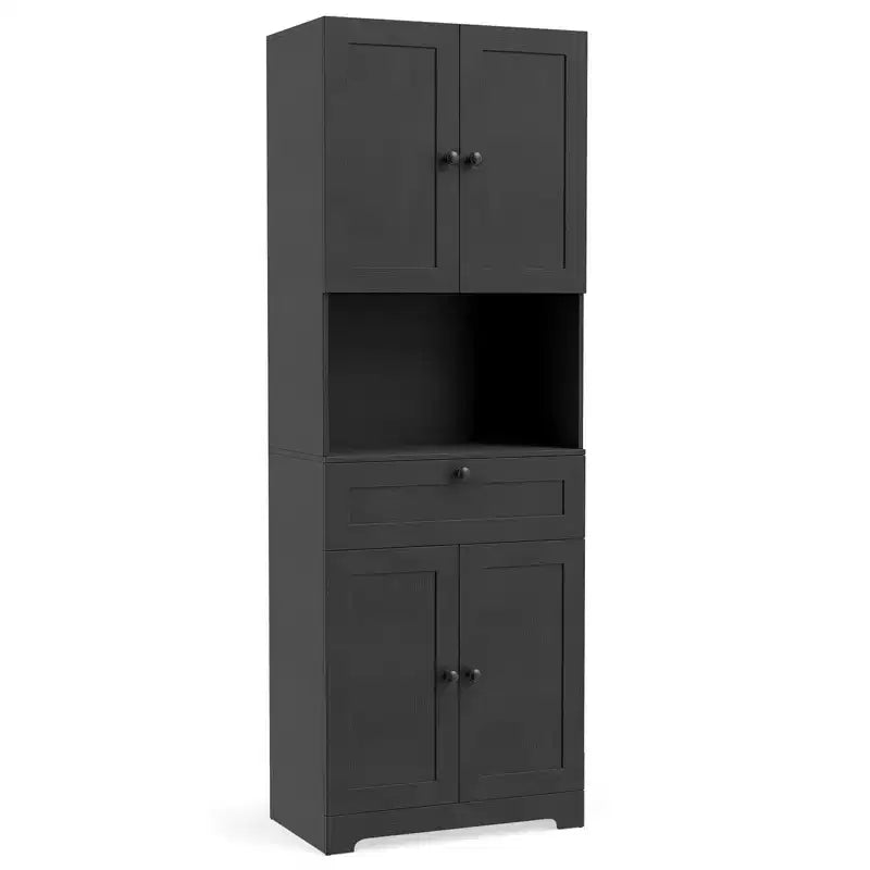 Armoire de cuisine garde-manger de 171 cm avec 4 portes, 1 tiroir, comptoir ouvert et étagère réglable