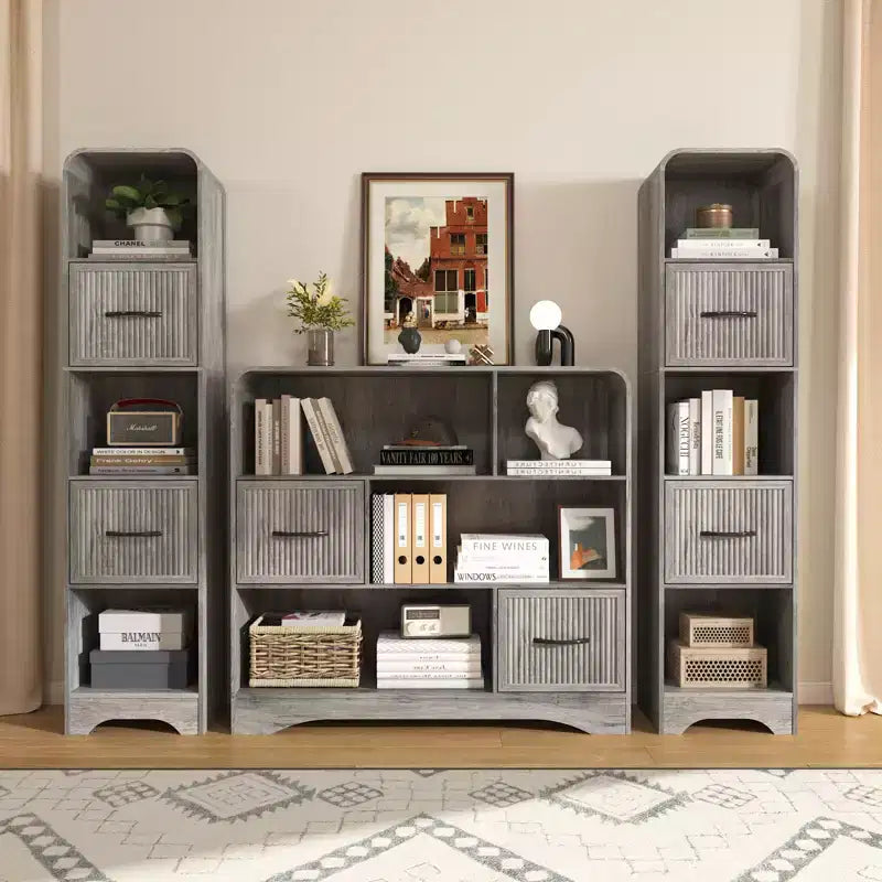 Bibliothèque moderne de 70 po avec 2 bacs réglables, étagère en bois pour bureau ou appartement