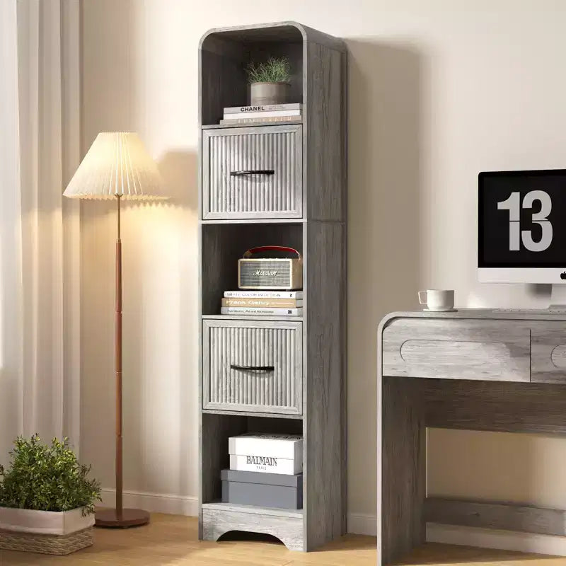 Bibliothèque moderne de 70 po avec 2 bacs réglables, étagère en bois pour bureau ou appartement
