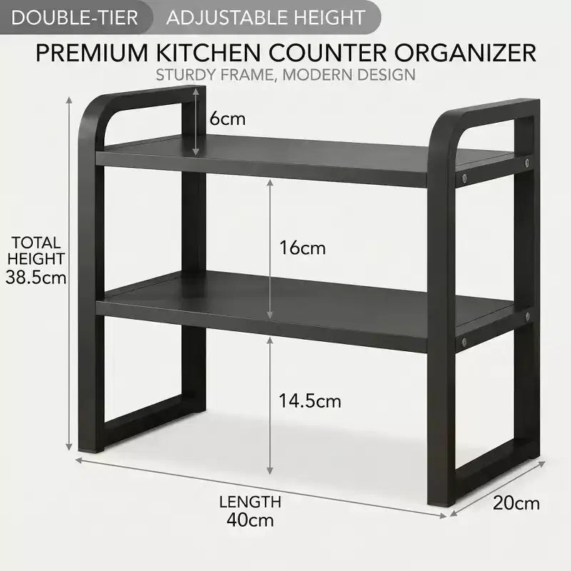 Organisateur d'étagère de bureau en bois à 2 niveaux - Étagère de rangement en bois blanc pour bureau, commode, cabine et décoration de bibliothèque