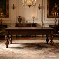 JVNOXK Rectangular Wooden Coffee Table with Storage Drawer, with Solid Wood Gourd-Shaped Legs for Living Room, Espresso