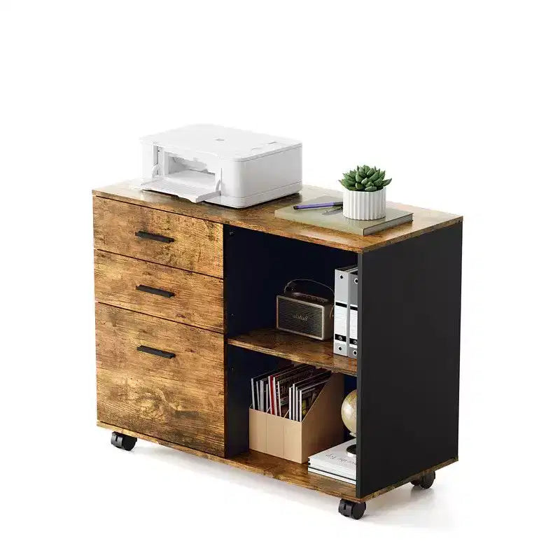 Classeur en bois à 3 tiroirs et table d'appoint plate de 31,5 po de large
